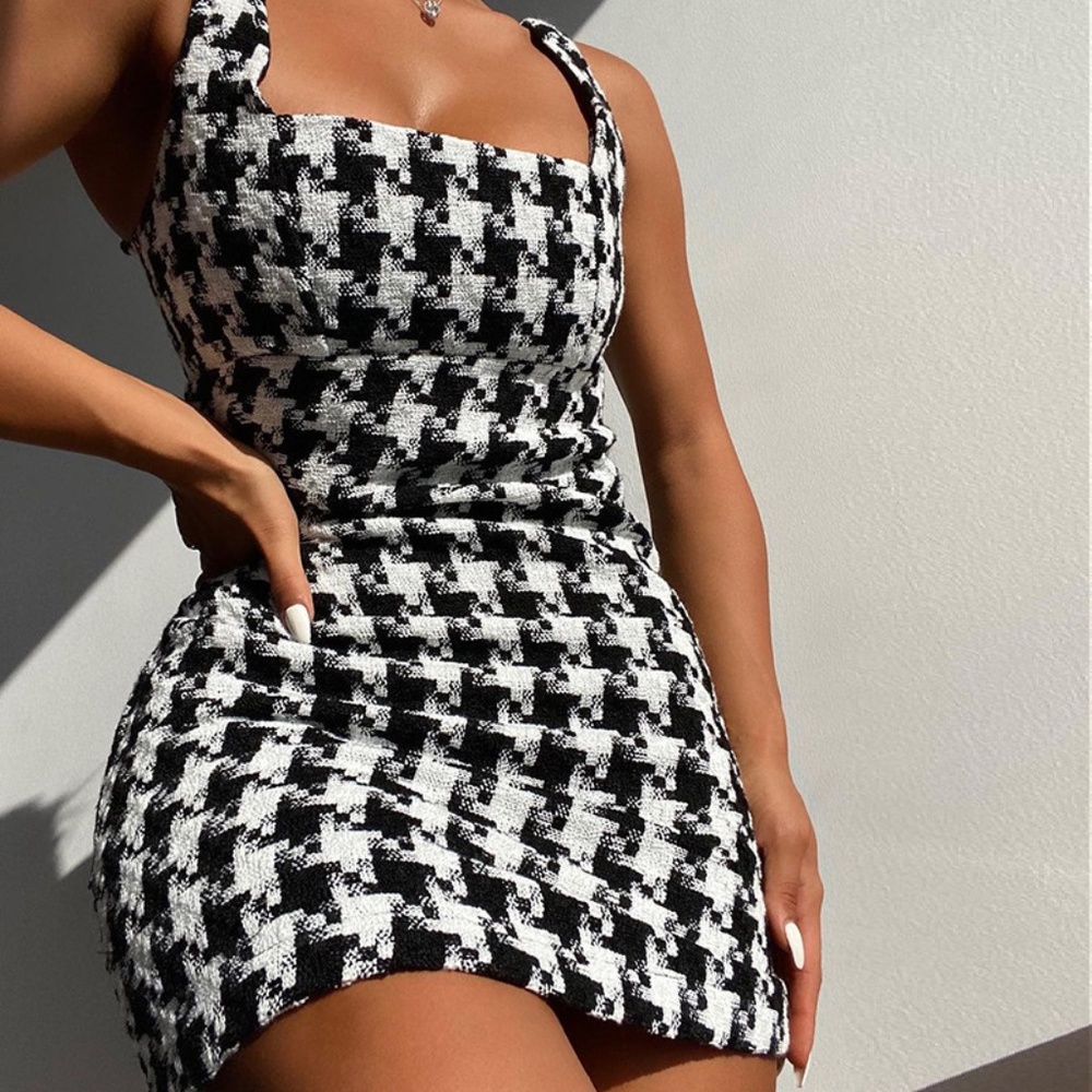 Stylish Black and White Mini Dress